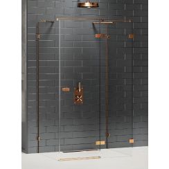 New Trendy Avexa Copper Brushed kabina prysznicowa 120x90 cm prostokątna przyścienna prawa miedź szczotkowana/szkło przezroczyste EXK-3746