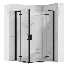 Rea Hugo cabina de ducha 80x80 cm cuadrada negro semimate/vidrio transparente REA-K6600