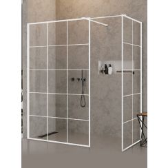 New Trendy New Modus White kabina prysznicowa walk-in 140x120 cm prostokątna biały mat/szkło ze wzorem EXK-2309
