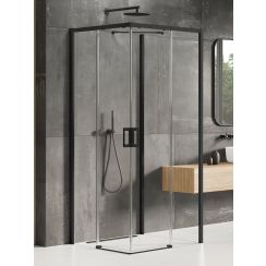 New Trendy Prime Black cabina de ducha 90x80 cm rectangular negro mate/vidrio transparente K-0994