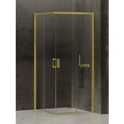 New Trendy Prime Light Gold cabina de ducha 80x70 cm rectangular oro brillo/vidrio transparente D-0416A/D-0415A