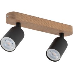 TK Lighting Top lámpara de techo 2x10 W negro-madera 3291