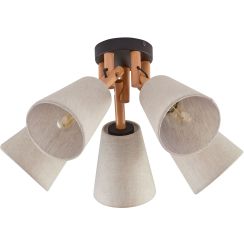 TK Lighting Vaio lámpara de techo 5x15 W negro-gris-madera-beige 575