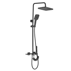 Rea Helix conjunto de ducha a pared con rociador con efecto lluvia negro REA-P6618