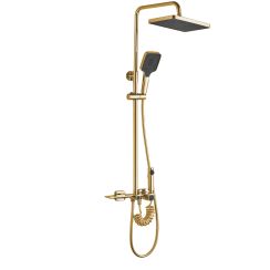 Rea Helix conjunto de ducha a pared con rociador con efecto lluvia oro REA-P6619