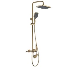 Rea Helix conjunto de ducha a pared con rociador con efecto lluvia oro REA-P6621
