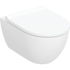 Geberit Acanto taza de inodoro con asiento de cierre suave suspendido sin reborde con descarga de remolino blanco brillante 502.774.00.1