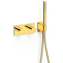 Tres B-System grifo de bañera y ducha empotrado con termostato oro 30735201OR