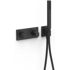 Tres B-System grifo de bañera y ducha empotrado con termostato negro 30725201NM