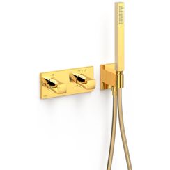 Tres B-System grifo de bañera y ducha empotrado con termostato oro 30725201OR