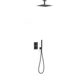 Tres Therm-Box conjunto de ducha empotrado con termostato con rociador con efecto lluvia negro 00625003NM