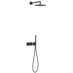 Tres B-System conjunto de ducha empotrado con termostato con rociador con efecto lluvia negro 30735204NM