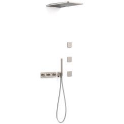 Tres B-System conjunto de ducha empotrado con termostato con rociador con efecto lluvia acero 30725405AC
