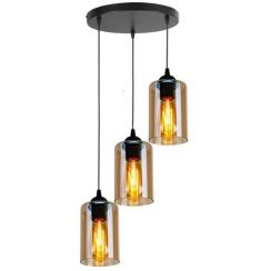 Candellux Bistro lámpara colgante 3x40 W negro-ámbar 33-00576