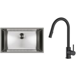 Conjunto fregadero de acero Oltens Stalvask 71102100, grifo de cocina Oltens Litla 35204300