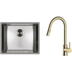 Conjunto fregadero de acero Oltens Stalvask 71101100, grifo de cocina Oltens Litla 35204800