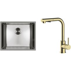 Conjunto fregadero de acero Oltens Stalvask 71101100, grifo de cocina Oltens Myvat 35205800