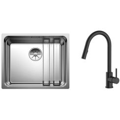 Conjunto fregadero de acero Blanco Etagon 500-U 521841, grifo de cocina Oltens Litla 35204300