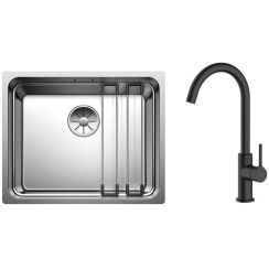 Conjunto fregadero de acero Blanco Etagon 500-U 521841, grifo de cocina Oltens Skafta 35206300
