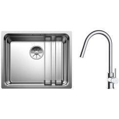 Conjunto fregadero de acero Blanco Etagon 500-U 521841, grifo de cocina Oltens Litla 35204100