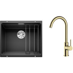 Conjunto fregadero de granito Blanco Etagon 500-U 525887, grifo de cocina Oltens Skafta 35206800