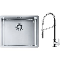Conjunto fregadero de acero Franke Box 127.0453.656, grifo de cocina Oltens Duf 35203100