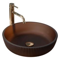 Rea Jodi lavabo 42x42 cm circular sobre encimera marrón/beige mate REA-U0273