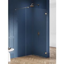 New Trendy Avexa Gold Brushed ścianka prysznicowa walk-in 120 cm złoty szczotkowany/szkło przezroczyste EXK-7007
