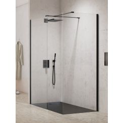 New Trendy New Modus Black cabina de ducha walk-in 130x90 cm rectangular negro mate/vidrio transparente EXK-5632