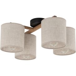 TK Lighting Deva Nature lámpara de techo 4x15 W negro-gris-madera 6866
