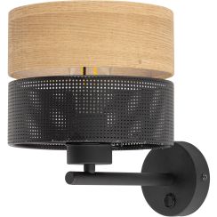 TK Lighting Nicol lámpara de pared 1x15 W negro-madera 6539