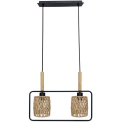 Candellux Crown lámpara colgante 2x40 W negro-madera-beige 32-26774