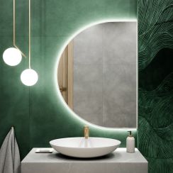 Baltica Design Tiny Border Semi Round espejo 100x50 cm con iluminación blanco 5904107925127