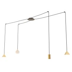 Emibig Fuji lámpara colgante 4x W negro-oro 13504