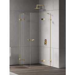 New Trendy Eventa Gold Shine cabina de ducha 120x110 cm rectangular oro brillo/vidrio transparente EXK-4772