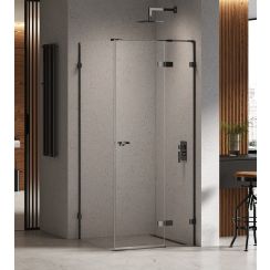 New Trendy Eventa Black Chrome cabina de ducha 90x80 cm rectangular negro brillo/vidrio transparente EXK-6177
