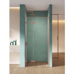 New Trendy Eventa Copper Shine puerta de ducha 90 cm oscilante cobre brillante/vidrio transparente EXK-6354