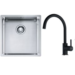 Conjunto fregadero de acero Franke Box 127.0453.654, grifo de cocina Franke Lina 115.0626.020