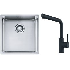 Conjunto fregadero de acero Franke Box 127.0453.654, grifo de cocina Franke Urban 115.0627.523