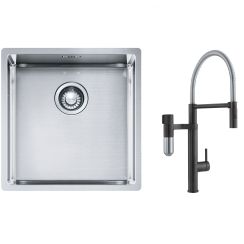 Conjunto grifo de cocina Franke Vital Semi-Pro 120.0621.313, fregadero de acero Franke Box 127.0453.654