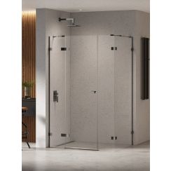 New Trendy Eventa Black Chrome cabina de ducha 110x80 cm rectangular negro brillo/vidrio transparente EXK-6230