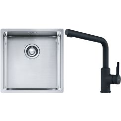 Conjunto fregadero de acero Franke Box 127.0453.654, grifo de cocina Franke Urban 115.0627.523