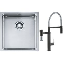 Conjunto grifo de cocina Franke Vital Semi-Pro 120.0621.313, fregadero de acero Franke Box 127.0453.654