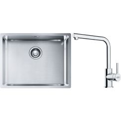 Conjunto fregadero de acero Franke Box 127.0453.660, grifo de cocina Franke Lina 115.0712.420