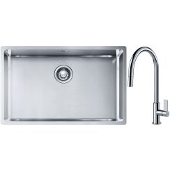 Franke Box BXX 210/110-68 zlewozmywak 72,5x45 cm stalowy z baterią kuchenną Ambient chrom (1270453658, 1150373947)