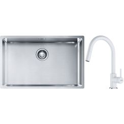 Conjunto fregadero de acero Franke Box 127.0453.658, grifo de cocina Franke Lina 115.0626.081