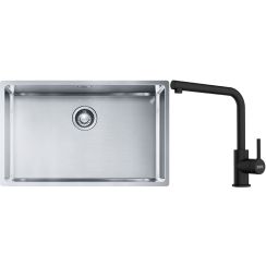 Conjunto fregadero de acero Franke Box 127.0453.658, grifo de cocina Franke Lina 115.0712.435
