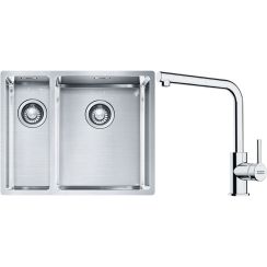 Conjunto fregadero de acero Franke Box 127.0369.916, grifo de cocina Franke Lina 115.0712.420