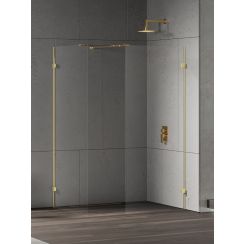 New Trendy Eventa Gold Shine cabina de ducha walk-in 160x80 cm rectangular oro brillo/vidrio transparente EXK-4874