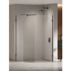 New Trendy Eventa Black Chrome cabina de ducha walk-in 120x90 cm negro brillo/vidrio transparente EXK-6342